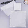 Wedding Season 3PCs Pure White Lace Pure Cotton Happy Handkerchief to Send Friends to Send Mom 28cm/11in Thin.. 