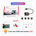 JMCQ USB TPMS Car Tire Pressure Alarm Monitor System For vehicle Android player Temperature Warning with four sensors. 