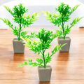 Pack of 3 Mini Plant Artificial Decoration Piece with pot Best for home & Office Decoration purpose. 