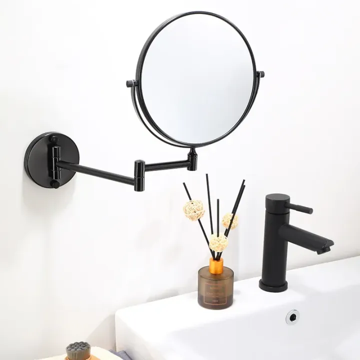 Dressing%20Mirror%20Wall%20Mounted%208%20Inch%20Magnifying%20Two-sides%20Mirror%20Space%20Aluminum%20Black%20%20Makeup%20Mirror%20Cosmetic%20Lady%20%20-%20Image%203