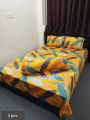 luxury panel cotton double size twill panel bed sheet size (7×8) feet King size A with two pillow cover.