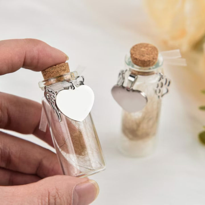 Pet Memorial Bottle For Pet Hair Dogs Cats Fur Keepsake Bottle Storage With 3 Silver Accessories Pet Memorial Urn Container