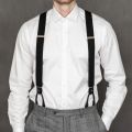 Vintage Suspenders Men Women Adult Leather Trimmed Button End Y Back Adjustable Elastic Trouser Braces Straps Belt Wedding Party. 