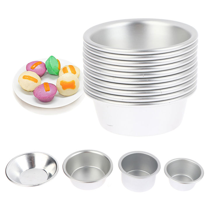 10pcs Puto Cake Mold Aluminum Alloy Egg Tart Cup Cupcake Kitchen Baking Mold Mini Round Baking Oven Pan Pastry Dessert Mould