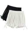 Women Lace Short Panties Imitation Silk Ruffle Bloomers Anti Exposure Safety Pants Lolita Satin Knickers Shorts Dress Pettipant. 