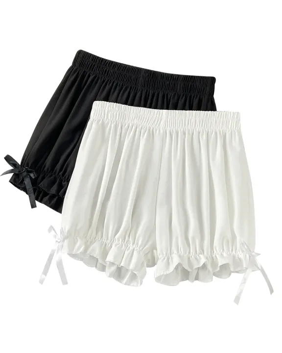Women%20Lace%20Short%20Panties%20Imitation%20Silk%20Ruffle%20Bloomers%20Anti%20Exposure%20Safety%20Pants%20Lolita%20Satin%20Knickers%20Shorts%20Dress%20Pettipant%20-%20Image%205