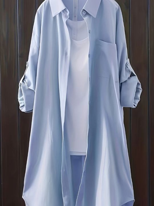 Plus Size Women Breathable Blouse Korean Shirt New Popular Loose Casual Fashion Simple Solid Female Long Sleeved Top Of Clothing