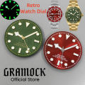 GRAMOCK 29mm  Red Vintage Green Sterile Watch Dial Hands Sets Luminous For NH34 NH35 Movement Men's Watch Accessories Parts. 
