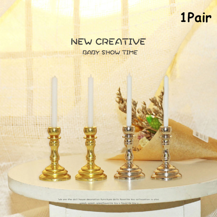 1Pair%201:12%20Dollhouse%20Miniature%20Candle%20Holder%20Candlestick%20Candelabra%20Model%20Home%20Decor%20Toy%20Doll%20House%20Accessories%20-%20Image%202