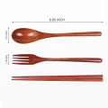 1pc Wooden Chopsticks Fork Spoon Three-piece Set Twine Japanese-style Tableware Kitchen Home Chopsticks Fork Spoon Cutlery Set. 