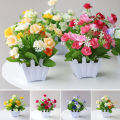 Artificial Flowers Home Decor Simulation Plant Plastic Fake Flower Potted Home Living Room Ornaments Rose Fence Flower Set. 