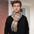 1Pcs Autumn and Winter New Men's Faux Cashmere Scarf, Neck Warmer, Korean Style, British Plaid, Versatile Trendy Men's Scarf, Best Choice for Boys, a Must-Have for Winter.
