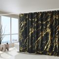 1 Piece of Gilded & Silver-Plated Craft Shower Curtain, 110g Thickened Polyester Fabric, Home Decoration Curtain, Bathroom Curta.
