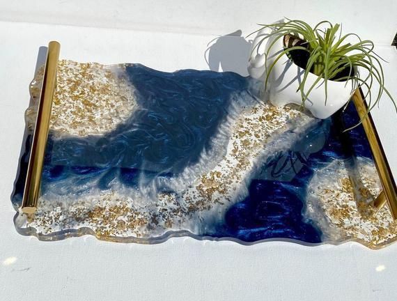 Resin try | Decorative resin try  for side table / dinning table | serveng resin try | must have kitchen or dinning table | easy to clean