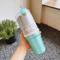900 ml Stanley Style Insulated Tumbler With Straw - Hot And Cold Aesthetic Sipper - Stainless steel Tumbler Mugs  - Travel Water Bottles - Perfect Gift For College Girls And Boys. 