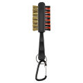 Golf Brush Golf Club Head Cleaning Brush Double Side Brass Nylon Golf Groove Cleaner with Keychain Drop Ship.