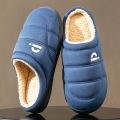 Men's Suede Slippers with TPR Sole Comfortable Soft Warm Sewn with Memory Sponge Pad Winter Indoor Living Room Shoes. 