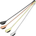 Cocktail Spoon Bar Stirring Spoon Long Handle Stainless Steel Spiral Pattern  Mixing Shaker Spoon, 12 Inch, 4 Colors Bar  Tools. 