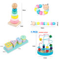 Hot Kids Montessori Wooden Toys Macaron Blocks Learning Toy Baby Music Rattles Graphic Colorful Wooden Blocks Educational Toy. 
