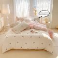 3 Piece Sheet Set  pink bowknot embroidery duvet cover Set ， comfortable Bedding Set Bedspread for All Season. 