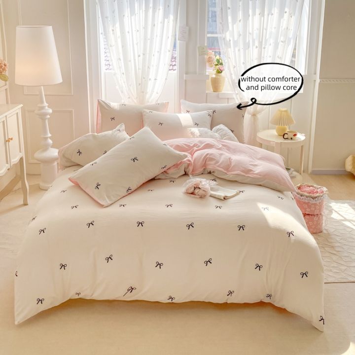 3%20Piece%20Sheet%20Set%20%20pink%20bowknot%20embroidery%20duvet%20cover%20Set%20%EF%BC%8C%20comfortable%20Bedding%20Set%20Bedspread%20for%20All%20Season%20-%20Image%205