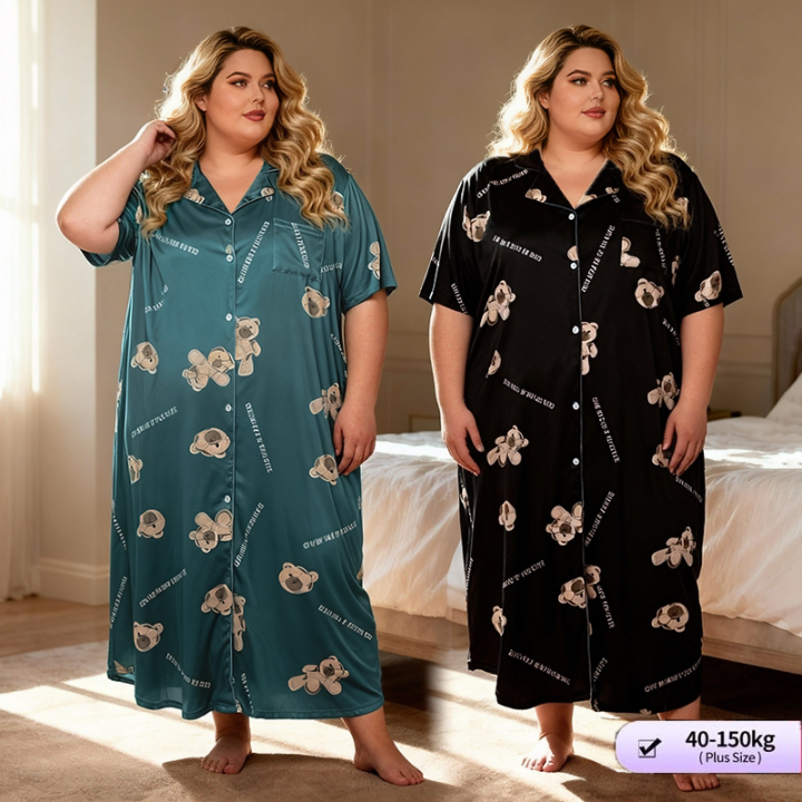 Plus%20size%20pajama%20nightdress%20for%20women%2040%E2%80%93150kg%20oversize%20loose%20long%20short%20sleeve%20sleepwear%20cute%20bear%20print%20homewear%20dress%20-%20Image%202