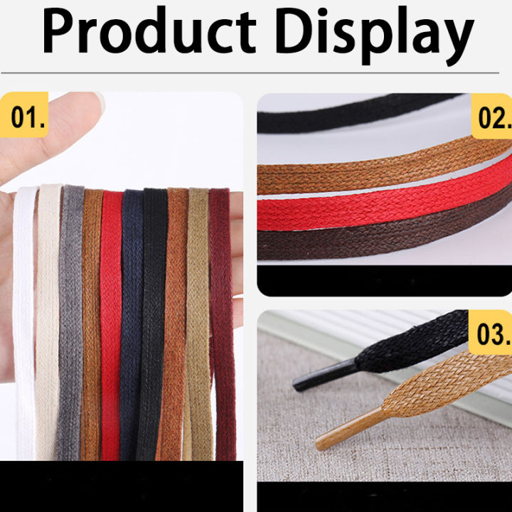 2Pcs/6Pcs%20New%20Flat%20Cotton%20Shoe%20Laces%200.6cm%20Wide%20Waxed%20Shoelaces%20Sneakers%20Boots%20Waterproof%20Leather%20Shoelace%2080/100/120/140/160cm%20-%20Image%203