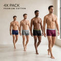 Archer Boxer Shorts For Men (4 Pack) All-Season Cotton Stretch Trunk Underwear Assorted Colors. 