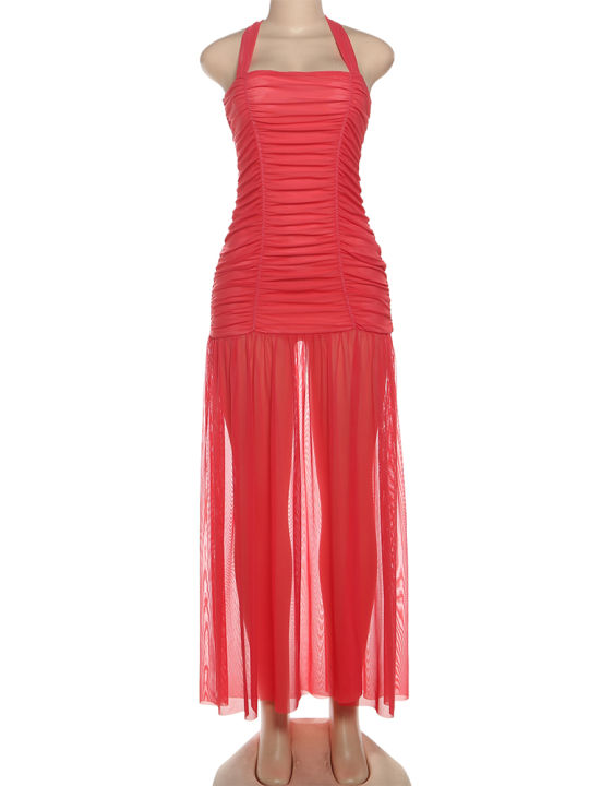 Nibber%20See%20Through%20Hem%20Dress%20Women%20Ruched%20Halter%20Summer%20Trend%20Sleeveless%20Backless%20Patchwork%20Midnight%20Clubwear%20Party%20Maxi%20Bodycon%20-%20Image%206
