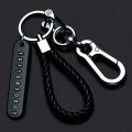 Trendy DIY Mobile Phone Number Plate Pendant Keychain for Men Punk Simple Woven Leather Rope Anti-lost Car Key Chain Accessories. 