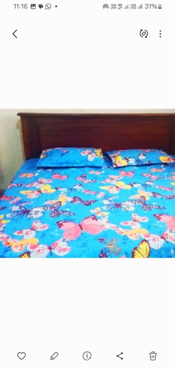 Cotton mix/Poly mix Bed sheet with two Pillow covers size 17*22