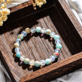 1 Piece Aura Quartz and Ocean Sediment Beaded Bracelet - Unisex - Homeopathic Crystal Jewelry - Brings Abundance - Prosperity. 