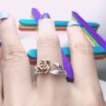 Vintage Elegant Silver Color Rose Flower Rings for Women Girls 2025 New Wedding Party Jewelry Accessories Anniversary Gifts. 