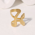 Rust Proof Stainless Steel Big Personal Ring Stylish Creative Minimalist Metal Statement Waterproof Jewelry for Women.