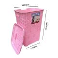 Plastic Square Shape Laundry Basket Organizer With Lid. 