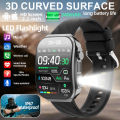 LIGE Smart Watch Men 3D Curved Surface Screen Bluetooth Call Flashlight 100+ Sports Modes Watches AI Voice Waterproof Smartwatch.