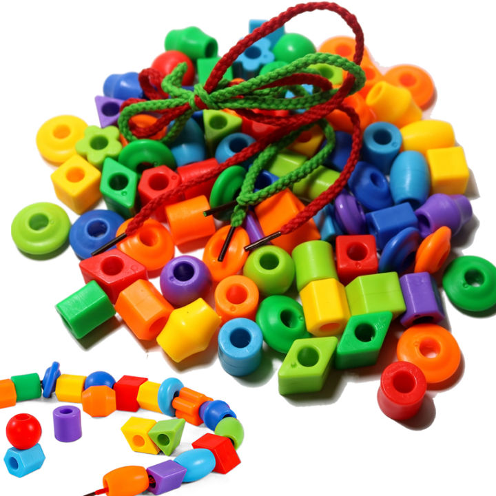 Block Beeds 20~200PCS Beaded Counting Toys DIY Handmade Puzzle Wearing Beads ...