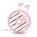 cute donut shaoe earphones cartoon pink donut wired headset with microphone. 