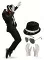 Michael Jackson Costume Accessories Set - Sequin Fedora Hat + Rhinestone Gloves + Aviator Sunglasses, Halloween Cosplay Party Dr.