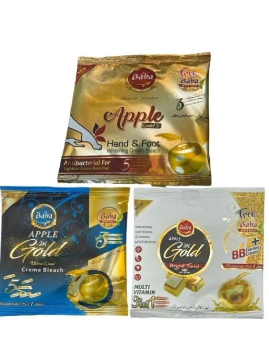 Baba Apple Pack Of 3 100% Result Bleach Cream, Urgent Official Hand And Foot Bleach