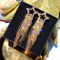 Fashion Star Studs Earrings Luxury Long Tassel Dangle  Statement Accessories for Women Jewelry Wedding Party . 