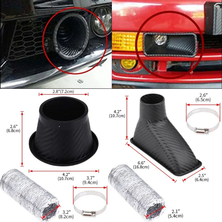 Modified V Inlet Universal Carbon Fiber modified ABS Square Round Car Front Bumper Turbo ...