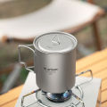 Tiartisan Tatinium Camping Mug Hiking Tableware Fodable Handle Coffee Cups with Lids Lightweight Frosted Cup Mugs. 