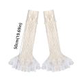 Ruffled Design Knitted Leg Warmer Lace Trim Bow Tiered Lace Lolita Socks Warm Knitted Fabric T-shaped Lace Socks Japanese Style.