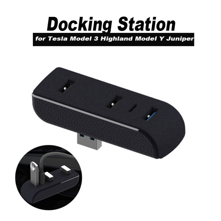 Docking Station for Tesla New Model 3 ModelY Juniper Glove Box Expansion USB Hub Fast Charging Upgrade Data Transfer Adapter