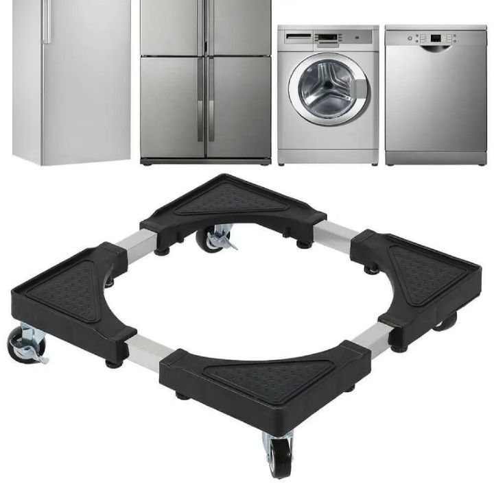 MOVEABLE WASHING MACHINE AND FRIDGE STAND WITH TROLLEY, ADJUSTABLE STAND FOR HOME