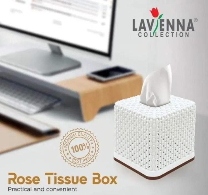 Pack of 2 Rose Square Tissue Roll Box