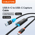 CABLETIME USB C Video Capture Card 100W PD Card 2-in-1 USB A/USB C 1080P@60Hz 5Gbps for Tablet Laptop  Switch 2. 