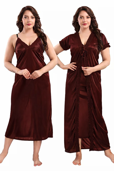 Ladies Nighty for women 2 part Maroon
