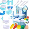Kids Pretend Play Kitchen Set with Water Tap Circulation Dishwasher Light Sound Toy. 